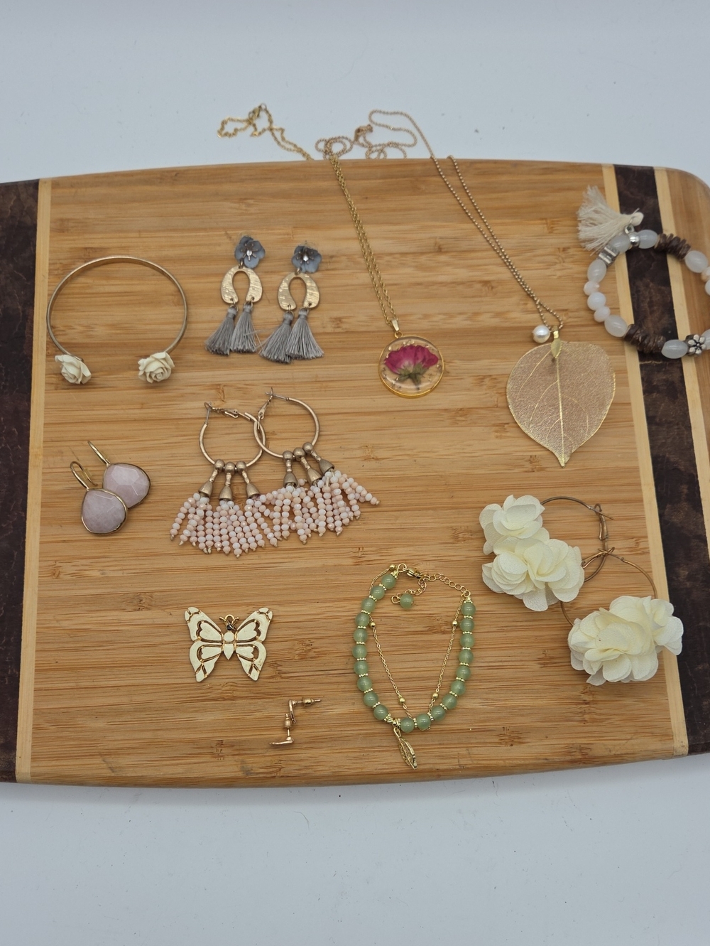 Bundle Lot Feminine Boho Botanical Inspired Jewelry Necklace Earrings